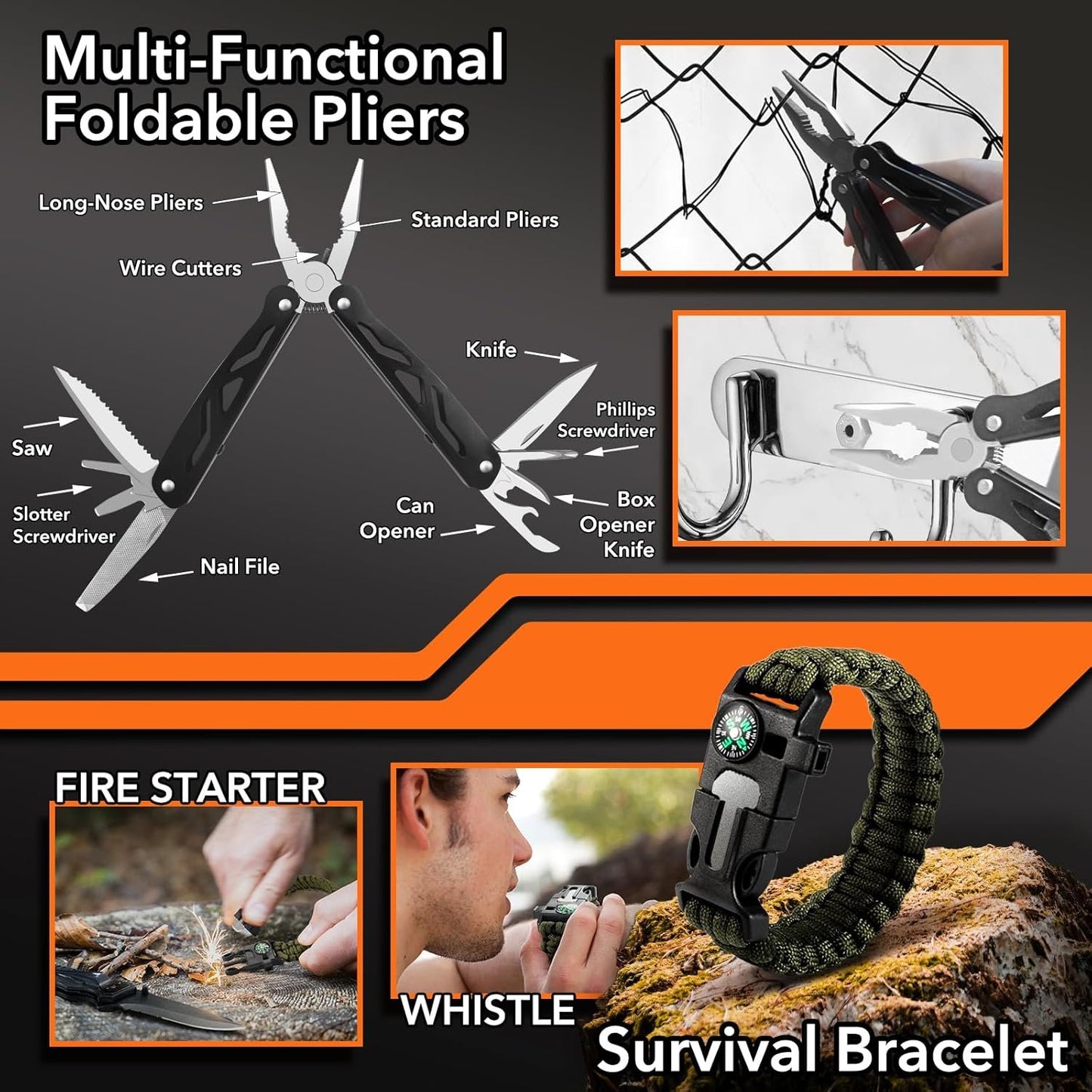 Dusor Father Day Dad Gift Ideas 21 in 1 Survival Kit, Father‘s Day Gifts from Daughter Wife Son, Dad Gifts for Fathers Day, Camping Essentials Gifts for Men Husband Stepdad, Father's Day Hunting Gifts