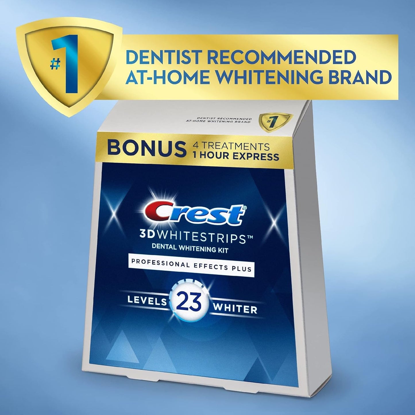 Crest 3D Whitestrips Professional Effects Plus, 3D White, Teeth Whitening Strip Kit, 48 Strips (24 Count Pack), Crest Teeth Whitening Strips, Teeth Whitening Kit