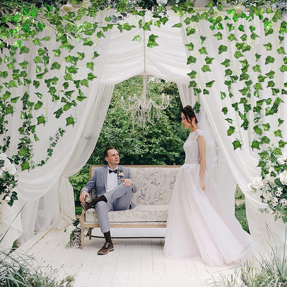 Uandhome 84 Feet 12 Strands Artificial Ivy Leaf Plants Vines Hanging Garland Fake Greenery Vines Foliage Flowers Home Kitchen Garden Office Wedding Wall Decor