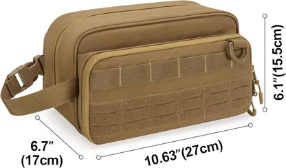 Prokva Tactical Toiletry Travel Bag for Men, Dopp Kit Shaving Organizer Case for Toiletries, Shower and Grooming Care Accessories, Khaki(Empty Bag Only, Patent Design)