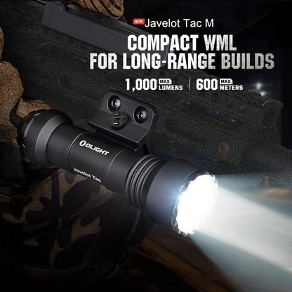OLIGHT Javelot Tac M 1000 Lumens Rechargeable Tactical Flashlight, Rail Mounted Light with 600 Meters Long Distance, MLOK Flashlight with Removable Slide Rail Mount and Remote (Black)