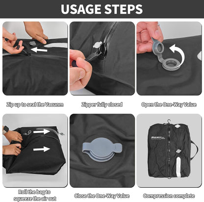 EULANT Reusable TPU Vacuum Bags for Travel, Vacuum Compression Bag with Airtight Zipper IP67 for Suitcases/Luggage/Backpacks, Waterproof and Space-saving, 43.5 x 33 x 15 cm