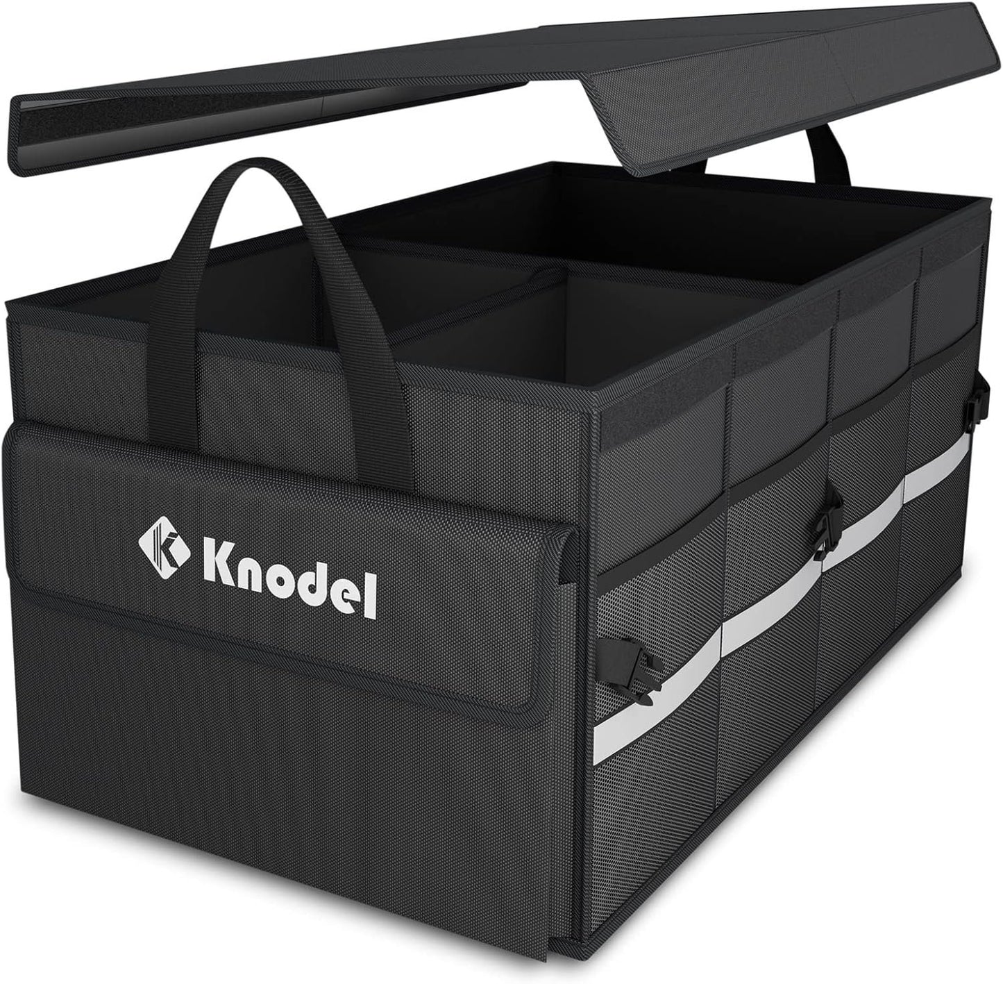 K KNODEL Car Trunk Organizer with Lid, Collapsible Car Trunk Storage Organizer, Car Organizer and Storage for SUV, Truck, Sedan (Medium, Black)