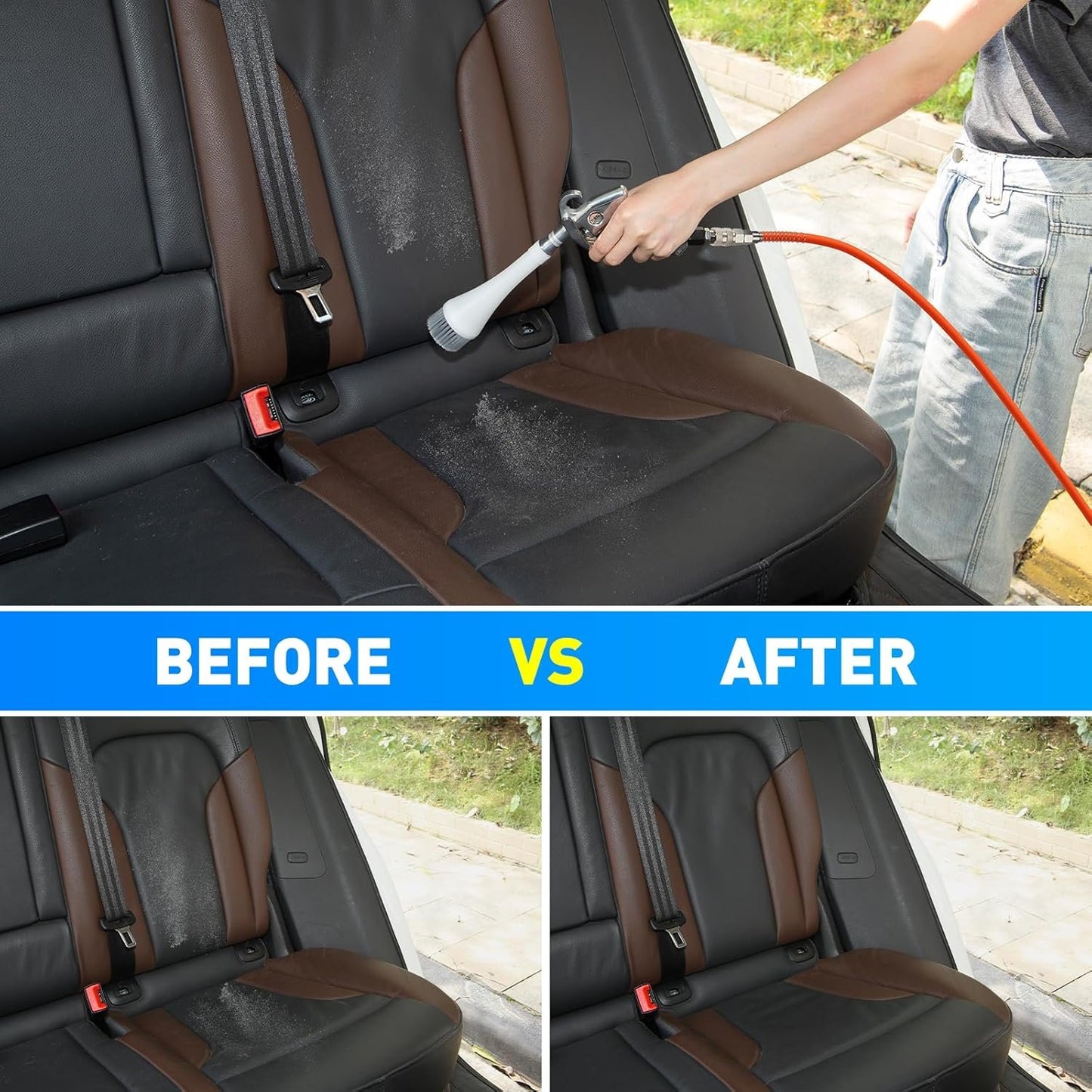 MYPIN Aluminium Car Cleaning Gun with Tapered Nozzle, 6-9.2Bar with 2 Set Nozzle, Pressure Air Blower Blow Gun Producing Powerful Blast of Air for Cleaning Cars, Velvet, Furniture and Carpets