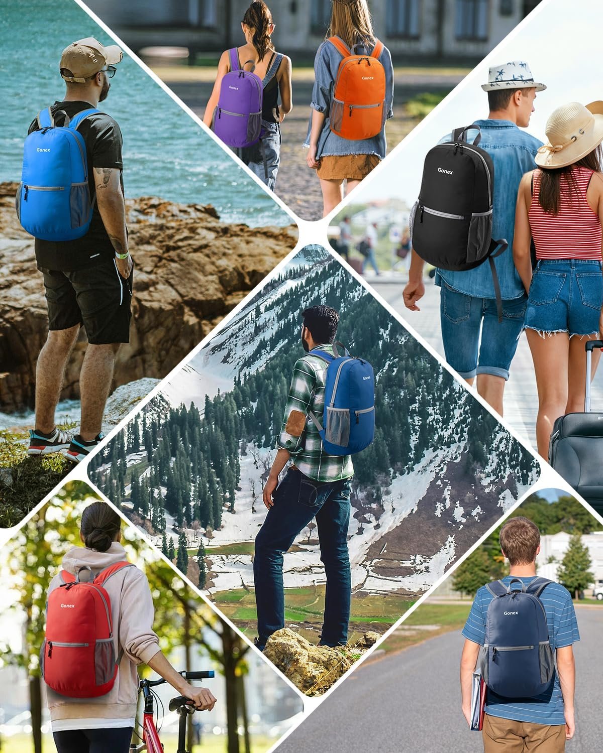 Gonex Ultralight Handy Travel Backpack,Water Resistant Packable Backpack Hiking Daypack Lightweight Foldable Camping Outdoor Travel Cycling School Backpacking 20 Liters 8 Color Choices