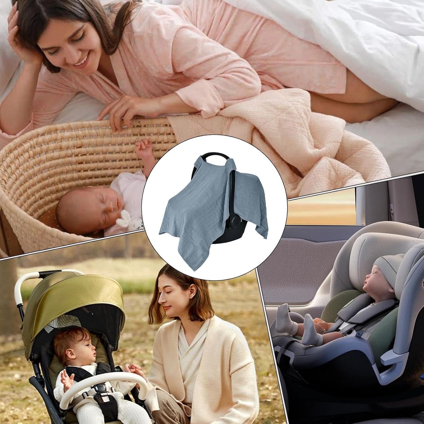 Car Seats Cover Baby, Cars Seat Canopy Breastfeeding Covers, Breathable Soft Fabric, Stretchy Privacy Shield, Ideal for Travel Gear, Outdoor Vacation, Family Outing, 20x7x2cm