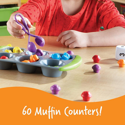 Learning Resources Mini Muffin Match Math Activity Set - 76 Pieces, Ages 3+ Toddler Learning Toys, Counting and Sorting Toys
