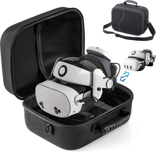 Large Carrying Case for Meta Quest 3S, Hard Travel Case for BOBOVR S3 Pro/Kiwi Design Battery Head Strap, Controllers and Other Accessories, Portable Travel Bag for Oculus Quest 3S/Quest 3, Black