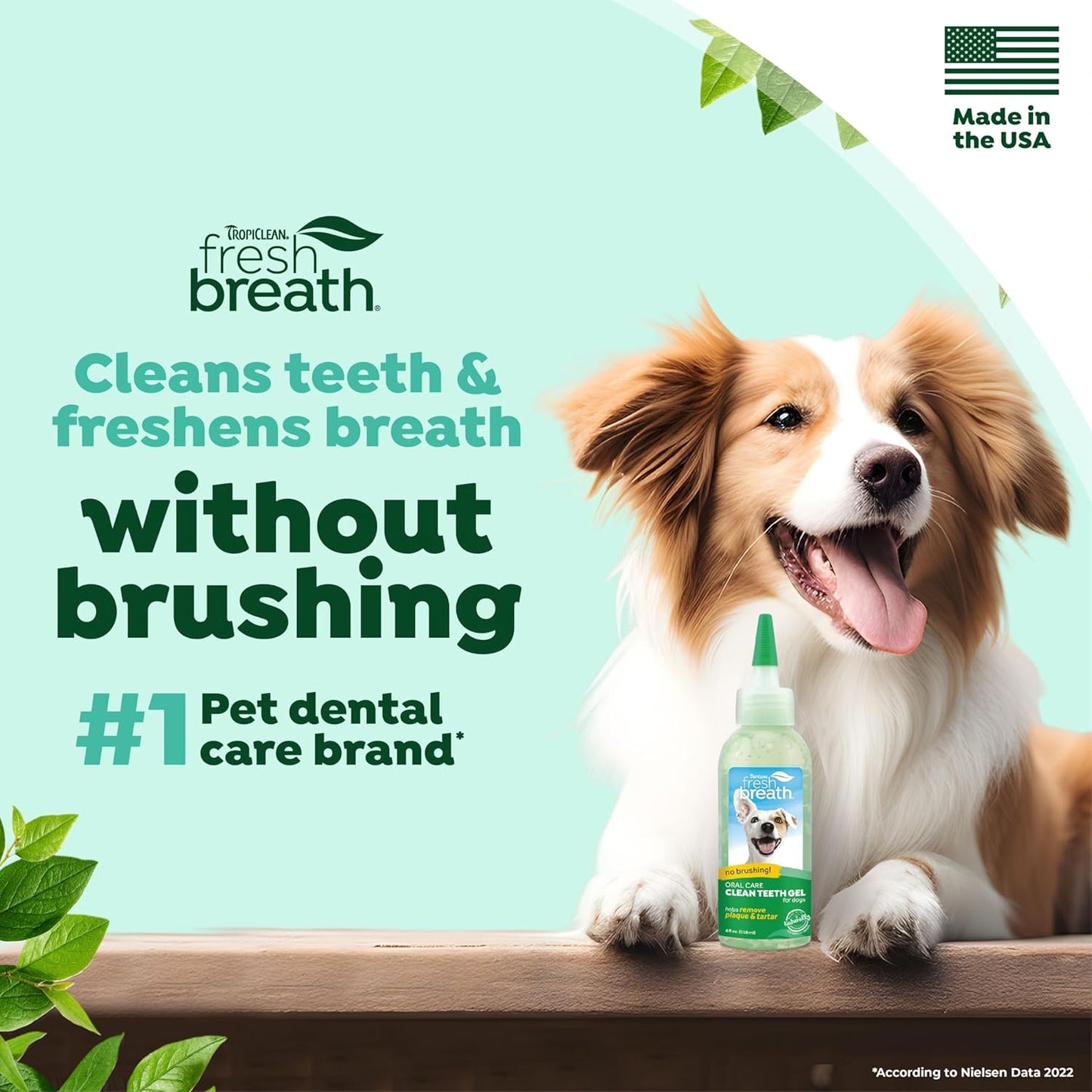 Tropiclean Fresh Breath by Dental Hygiene Gel for Dogs – Clean Teeth, Without Brushing – Against Plaque & Tartar – Original – 118 ml