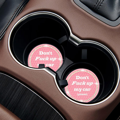 Sylvil 4 PCS Bling Car Cup Coaster, 2.75 Inch Anti-Slip Cup Holder Insert Coasters, Universal Crystal Rhinestone Auto Drink Car Cup Mat, Interior Car Accessories for Women Girls (Pink)