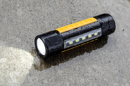 Cat CT3410 Dual Beam Aluminum Tactical Light – Double-Duty 275 Lumen Top Beam, 200 Lumen Flood Panel Light, Black/Yellow