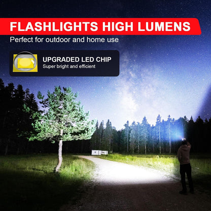 HinsGEAR LED Flashlight 1 Mode, Ultra Bright XML T6 Handheld Flashlights - High Lumens Zoomable Single Mode Flash Light - Perfect for Camping Biking Home Emergency and Gift-Giving (4 Pack)