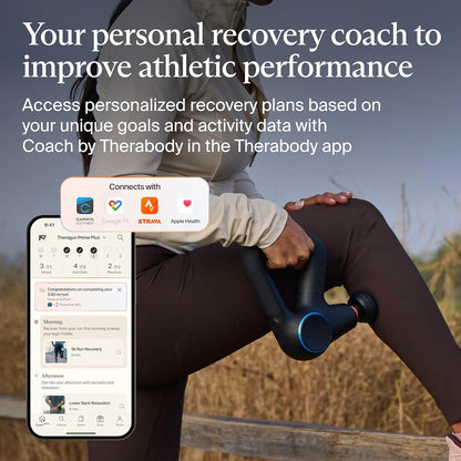 Therabody Theragun Prime Plus - Heated, Powerful Massage Gun for Enhanced Warm-Up & Workout Recovery - Quiet Deep Tissue Massager for Body and Back Pain Relief - Leg & Back Massager with Heat