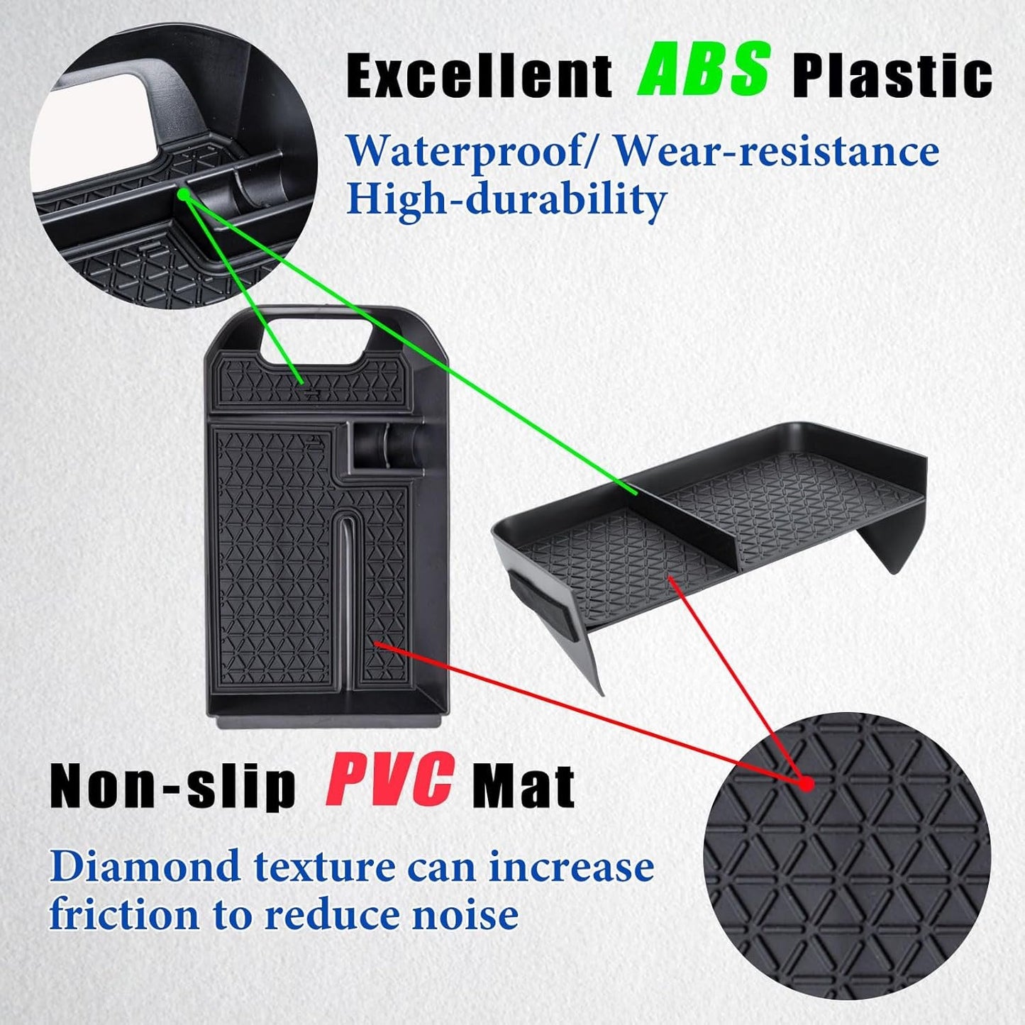 Neepiar 3PCS Center Console Organizer Tray and Armrest Storage Box Compatible with Toyota RAV4 2019-2022 2023 2024 2025 Dash Storage Tray Interior Accessories-Not for New 10.5'' Multimedia Display