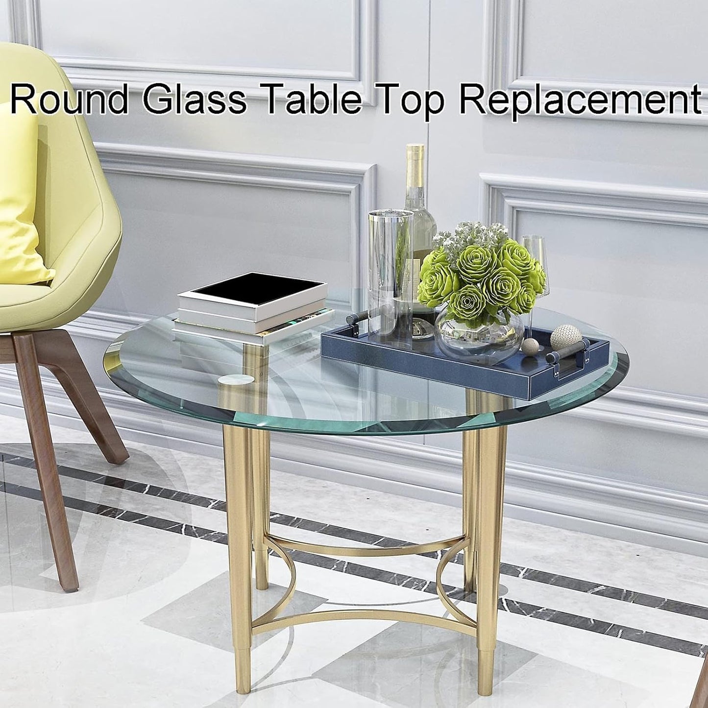 Tempered Glass Dining Tavolo, Round Crystal Tabletop, Clear Glass Dining Table for Home, 35 cm to 100 cm Sizes, Modern Glass Furniture for Dining Room