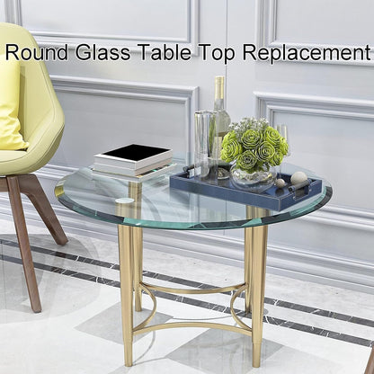 Tempered Glass Dining Table, Round Glass Tabletop for Dining Room, Clear Glass Table, 35 CM-100 CM Sizes, Modern Design, Elegant Tempered Glass Surface