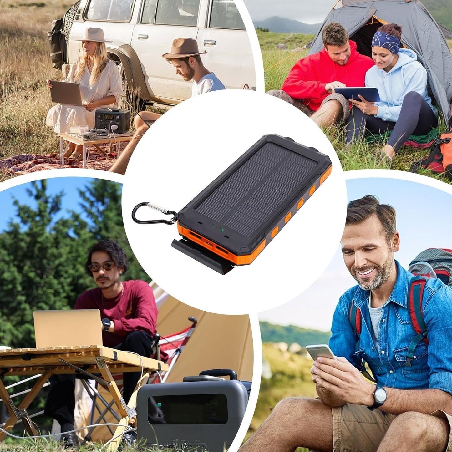 Solar Portable Charger | Cell Phone Charger,20000mAh Wireless Fast Charging Device with Flashlight for Outdoor Camping
