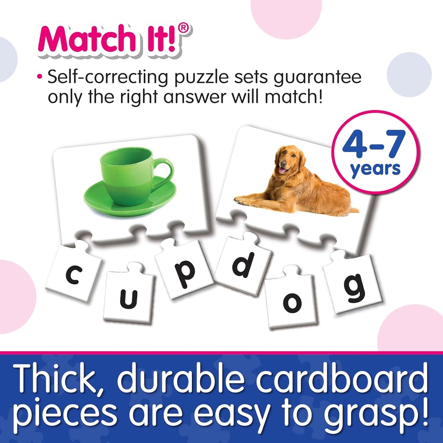 The Learning Journey Match It! Letters - 20-Piece Self-Correcting Spelling Puzzle for Kids | Early Reading & Phonics Learning Game | 3-Letter Words | Educational Toy for Ages 4+