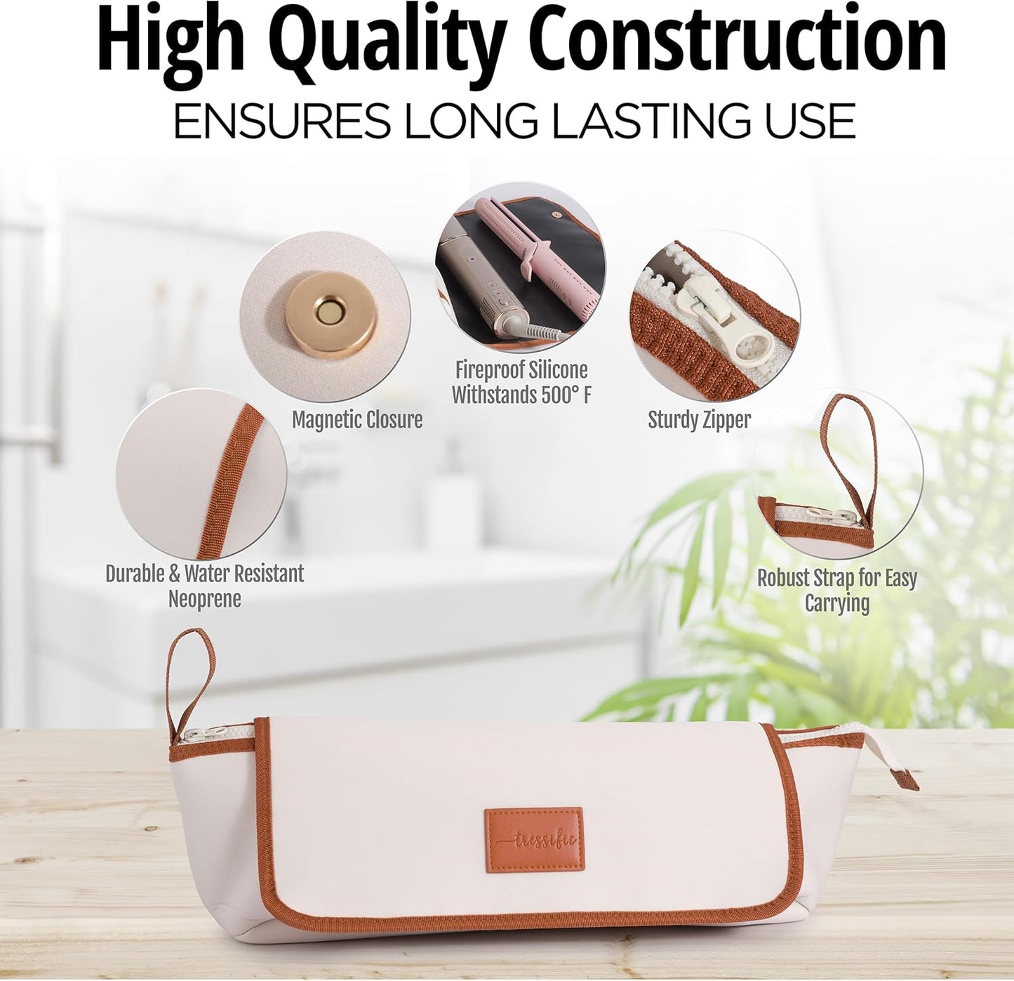 Hair Tools Travel Bag with Heat Resistant Mat, Large Hot Tool Organizer Bag, Curling Iron/Flat Iron Travel Case, Carrying Case for Hair Styling Tools, Travel Must Haves, Travel Essentials for Women