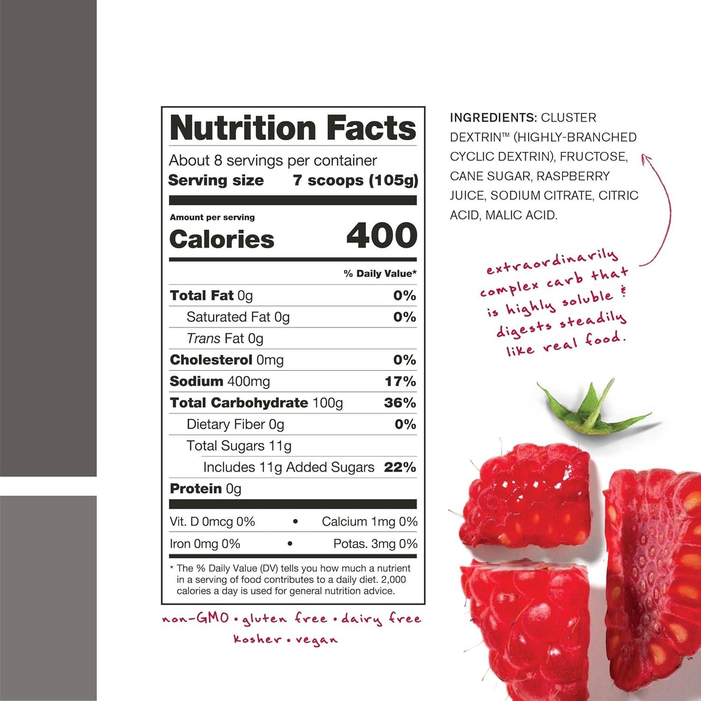 Skratch Labs Super High-Carb Hydration Powder | Carbohydrate Powder with Cluster Dextrin and Electrolytes | Endurance Energy Drink | Raspberry (840 Grams) | Non-GMO, Gluten Free, Vegan, Kosher