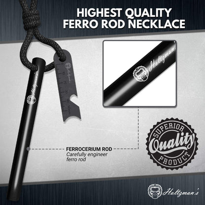 Holtzman's Gorilla Survival Holtzman's Ferro Rod | Fire Starter Heavy Duty 6-Inch x 1/2" Ferrocerium Rod Fire Starter Kit - Survival Magnesium Flint and Steel Set with Paracord & Scraper - Lightweight Emergency Camping Tool