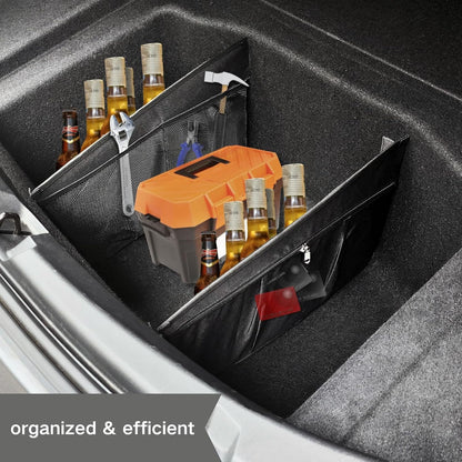 Potaosey Model Y Trunk Storage Bins Rear Tesla Model 3 Trunk Organizer Black Rear Trunk Box Organizer Storage with Mesh Pocket Car Organizer For Car Accessories.