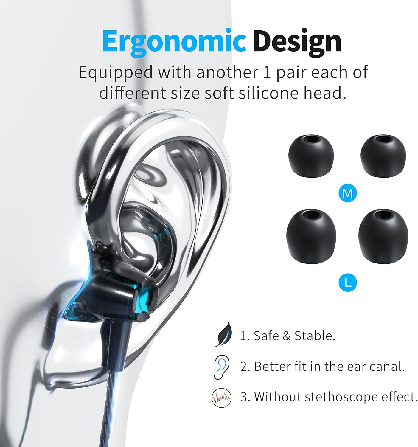 Earbuds Wired with Microphone Pack of 5, Noise Isolating in-Ear Headphones, Powerful Heavy Bass, High Definition, Earphones Compatible with iPhone, iPod, iPad, MP3, Samsung, and Most 3.5mm Jack