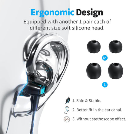 Earbuds Wired with Microphone Pack of 5, Noise Isolating in-Ear Headphones, Powerful Heavy Bass, High Definition, Earphones Compatible with iPhone, iPod, iPad, MP3, Samsung, and Most 3.5mm Jack
