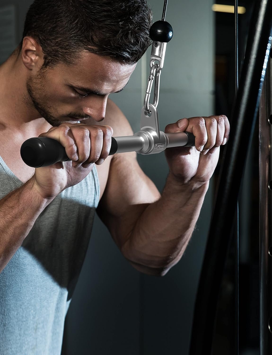 POWER GUIDANCE Triceps Pull Down Attachment, Cable Machine Accessories for Home Gym, LAT Pull Down Attachments - Triceps Rope, LAT Pull Down Bar