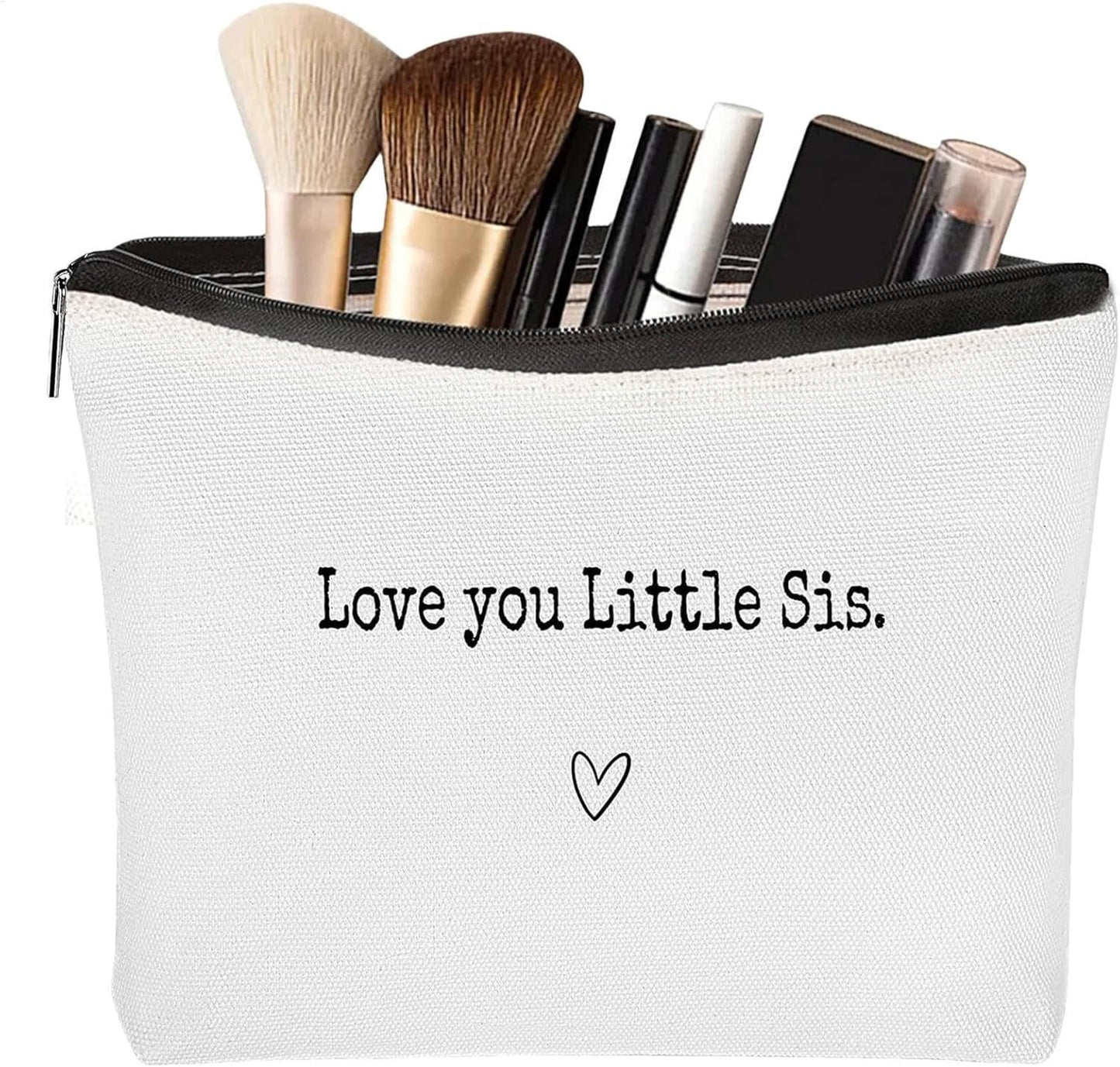 Best Sister Ever Travel Bag - Large Toiletries Organizer for Women | Portable Travel Hygiene Bag for Toiletries | Funny Makeup Cosmetic Bag p, Love You Little Sis, Consulte la descripciÃ³n, See