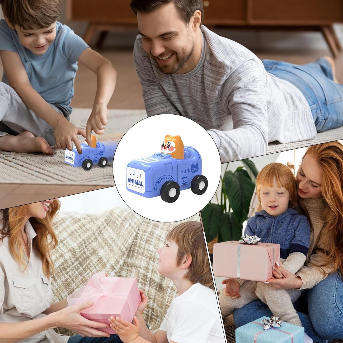 Inertia Animal Car Toys, Push And Go Vehicles, Cartoon Friction Car, Durable Construction, Educational Play Design For Babies Ages 1-3 Indoor Fun, ABS Material, 3.54x2.76x2.95in