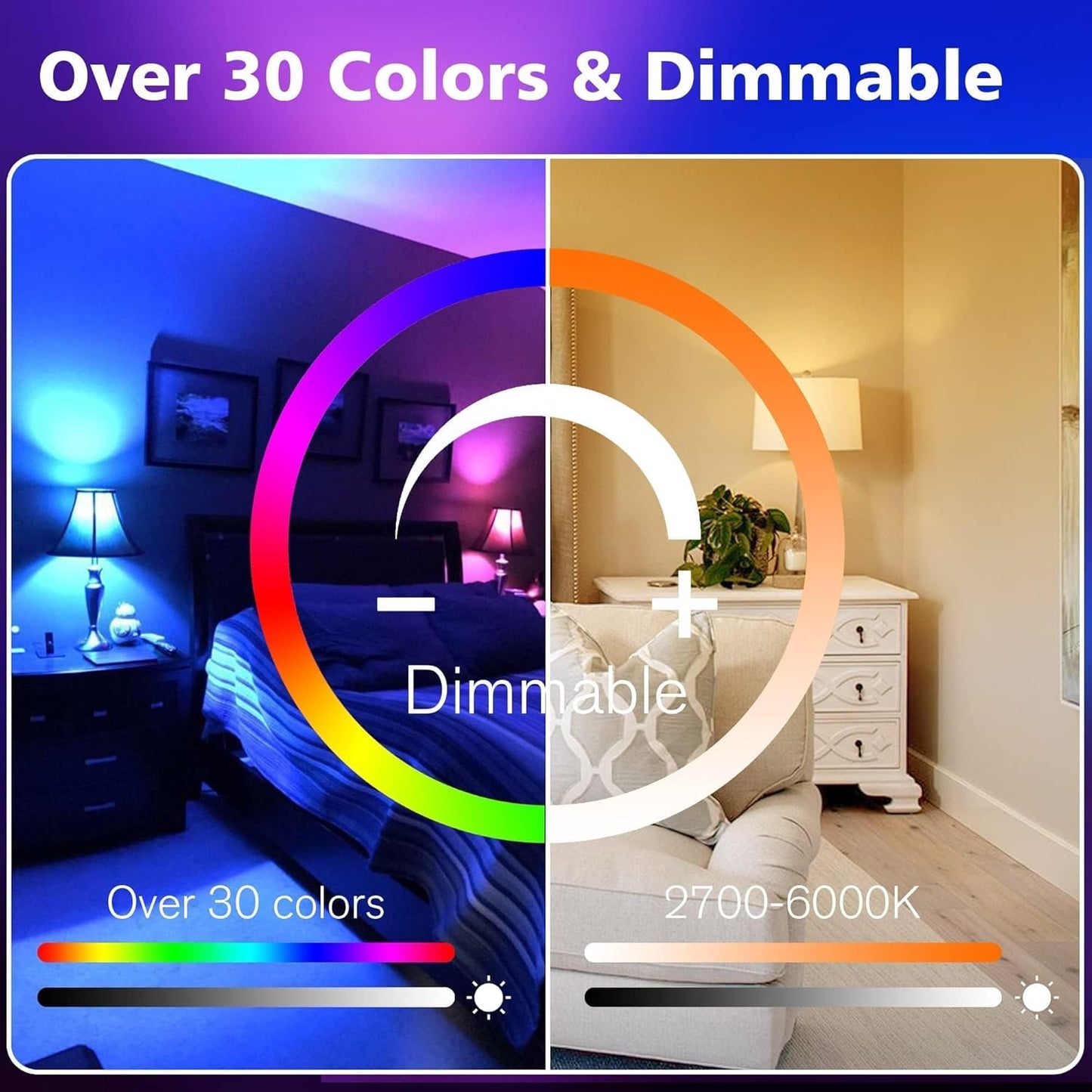 FTL RGB Colour Changing LED Bulb with Remote Control, B22 Bayonet Light Bulb 5W 40W Equivalent Dimmable, A50 Multicolour Light Bulb for Home Decoration Party Mood Lighting 6-Pack