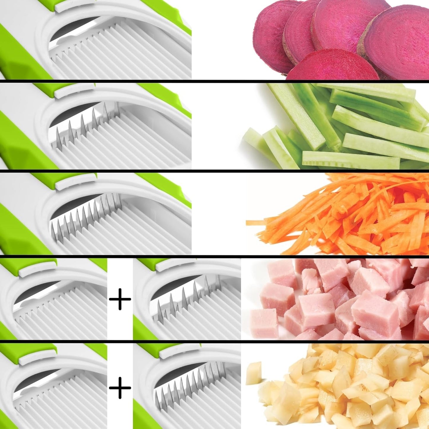 Starfrit Pump'n'Slice - Vertical Mandoline, Food Chopper, Slicer - Safe Enclosed Blades - Folds for Storage | Cleaning Tool -2-in-1