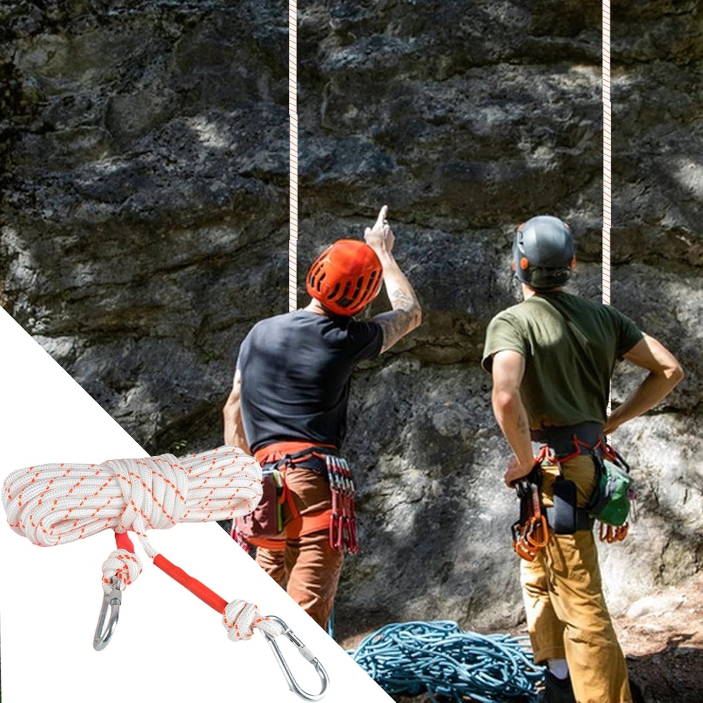 Escape Safety Rope, Steel Wire Core Climbing Cord, Double Hook Design, Portable Rescue Tool, Ideale per Hiking, Campeggio, Costruzione, Outdoor Adventures, Mountaineering, 0,47 inch