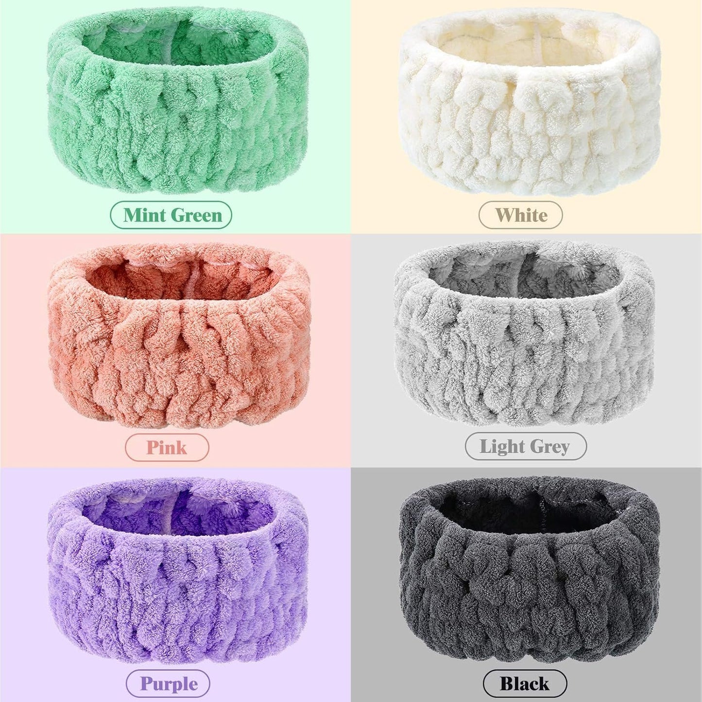 WILLBOND 6 Pieces Extra Wide Band 5 Inch Spa Facial Microfiber Headband Elastic Makeup Headbands Hair Accessories for Thick and Curly Hair, 6 Colors