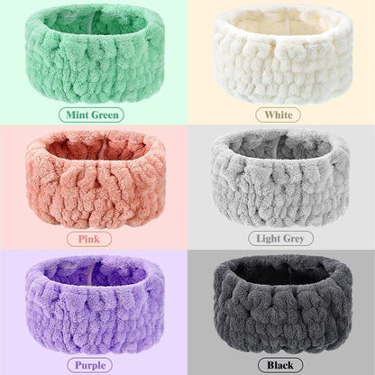 WILLBOND 6 Pieces Extra Wide Band 5 Inch Spa Facial Microfiber Headband Elastic Makeup Headbands Hair Accessories for Thick and Curly Hair, 6 Colors