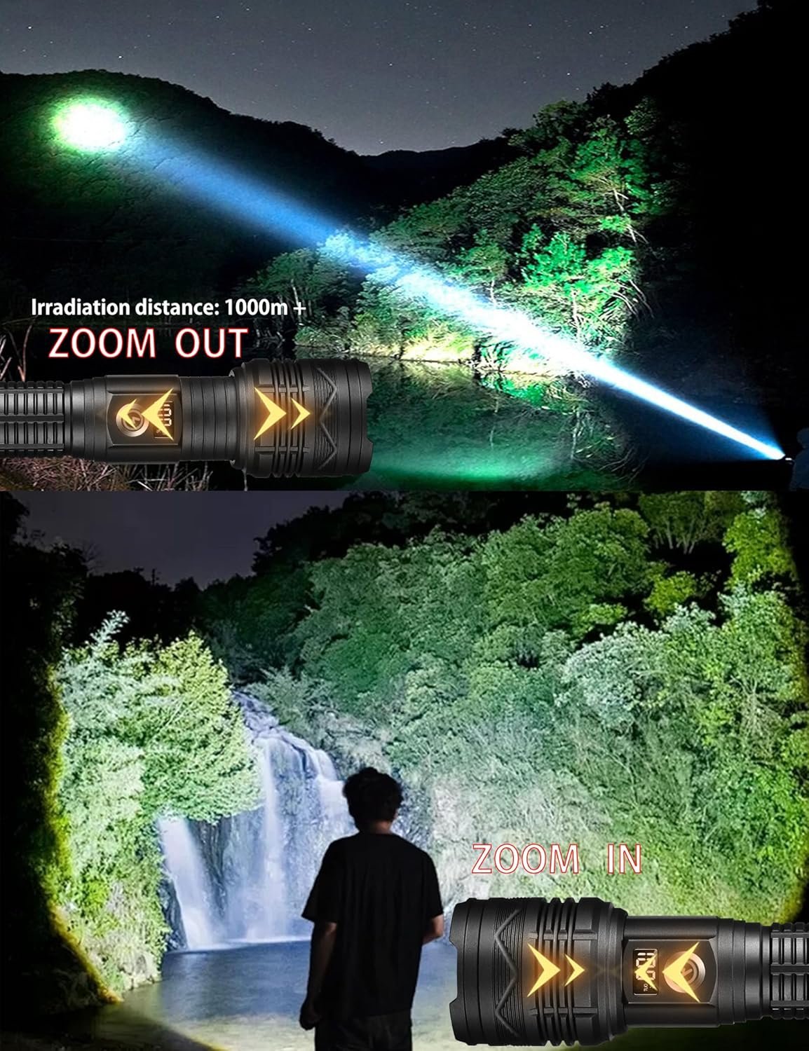 Flashlight Rechargeable Led Flashlights 900000 high Lumens Flash Light Brightest Powerful Tactical Flashlight Military High Power Memory Super Bright for Camping Hiking Outdoor Emergency