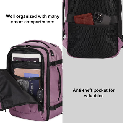 ECOHUB Ryanair Cabin Bag 40x20x25 Underseat Travel Bag 13 Pockets Hand Luggage Backpack Recycled PET Eco Friendly Rucksack for Women & Men Carry on Bag with USB Port, 20L