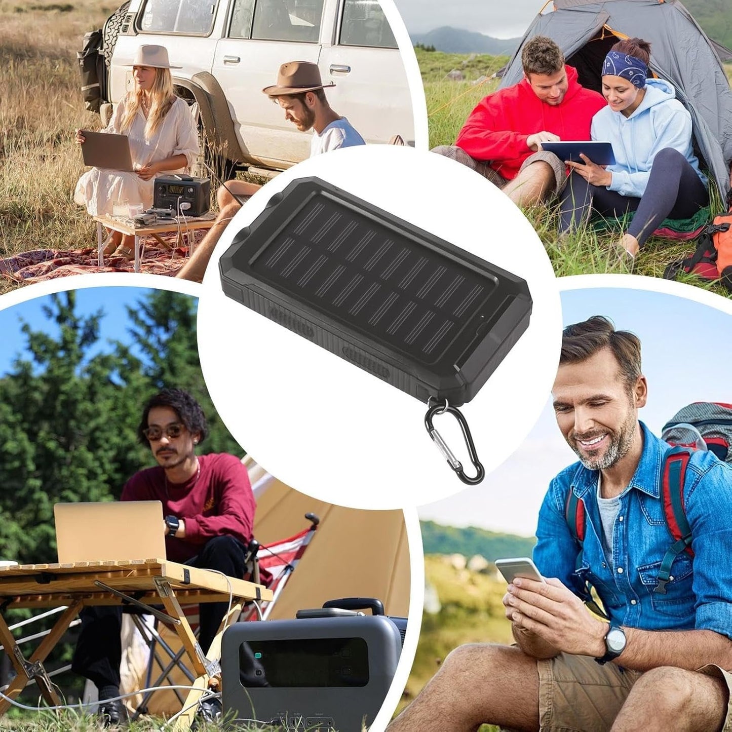 Solar Powered Charger - Portable Charger for Phones - Cellphone Fast Charging Device with Flashlight 20000mAh for Travel Home Outdoor