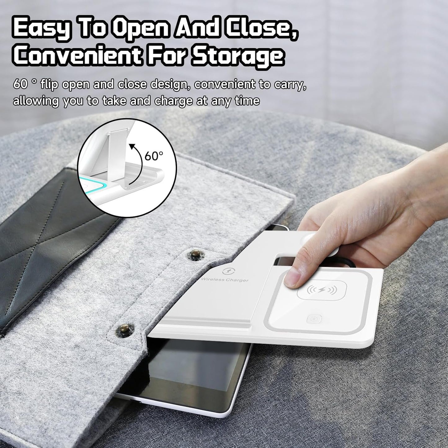 Naxifly Wireless Charging Station,15W Fast Wireless 3 in 1 Charging Station,Universal for Android and iPhones Wireless Charger for iPhone 16/15/14/13/12 Pro & Max Series,AirPods,Apple Watch (White)