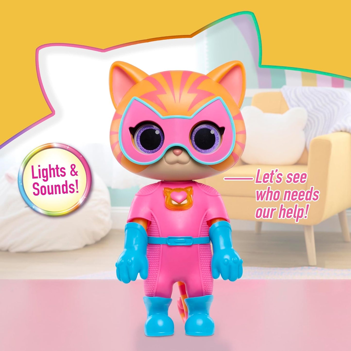 Just Play Disney Junior SuperKitties Cat-Tastic Transforming Ginny, Kids Toys for Ages 3 Up by