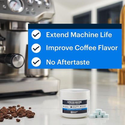 Essential Values Espresso Machine Cleaning Tablets compatible with Breville, Jura, Miele, 30 Count