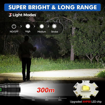 LETMY Rechargeable Flashlight, High Lumens Tactical Flashlight Rechargeable, Brightest LED Flashlights with 3 Modes & Zoomable, Waterproof Mini Flashlight for Camping Hiking Emergency (2 Pack)