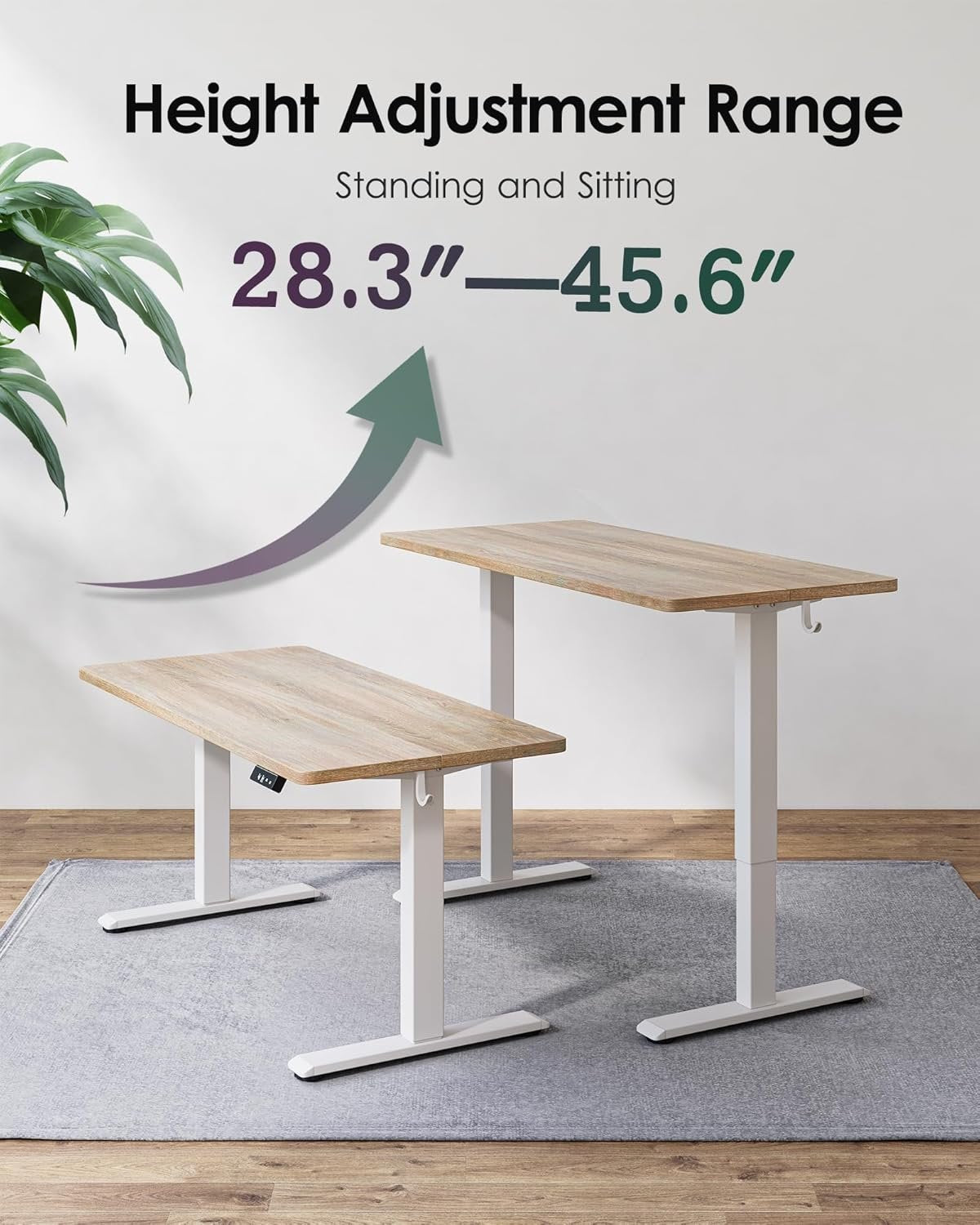 BEXEVUE Standing Desk, Height Adjustable Electric Desk, 47 x 24 Inches Adjustable Desk, Small Computer Home Office Desk with Splice Board (Maple)