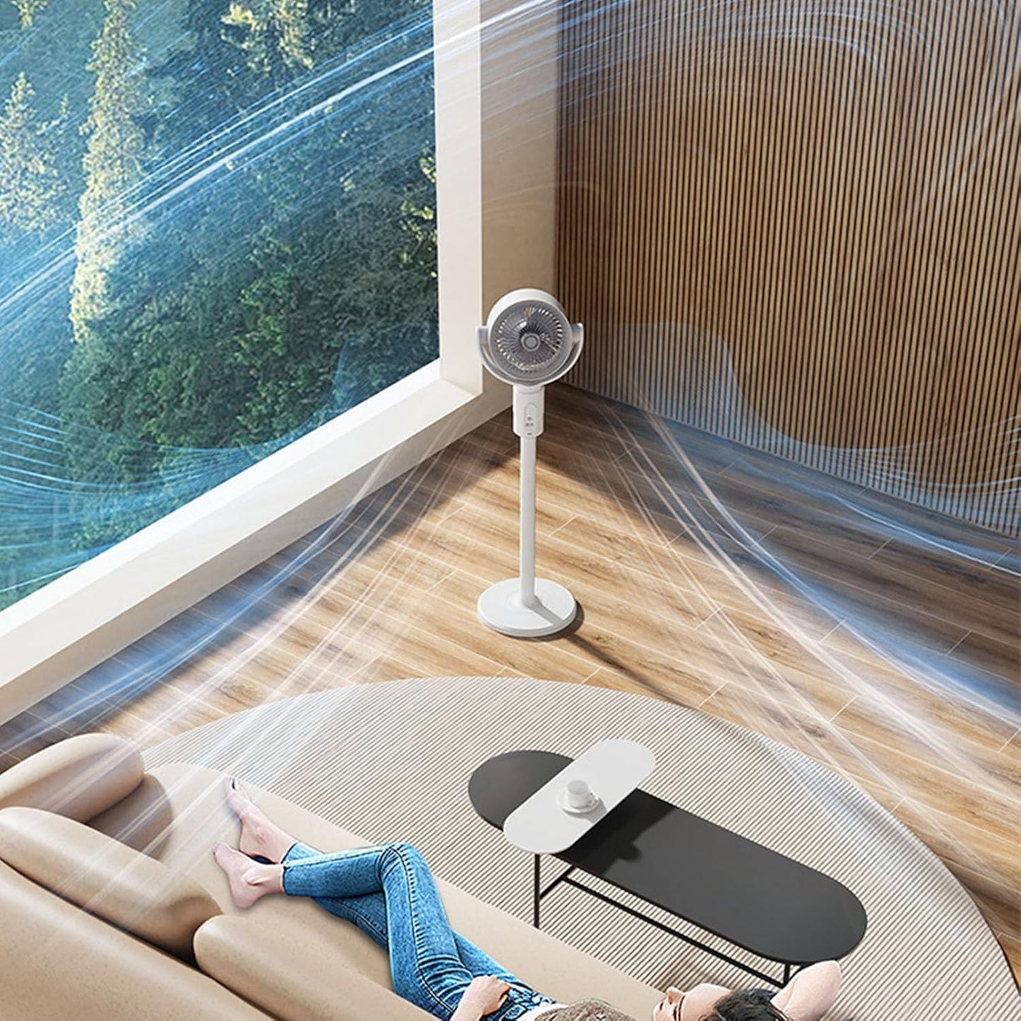 Standing Fan For Bedroom, Air Circulator, 5 Speeds, 3 In 1 Pedestal & Tabletop, Adjustable Height, With Remote Control, For Home, Dorm