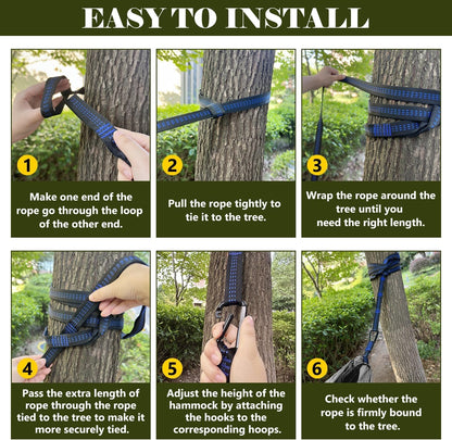 Single Double Camping Hammock with Tree Straps, 660lbs Portable Nylon Hammock for Outdoors, Camping, Backpacking, Beach, Travel,Garden and Courtyard