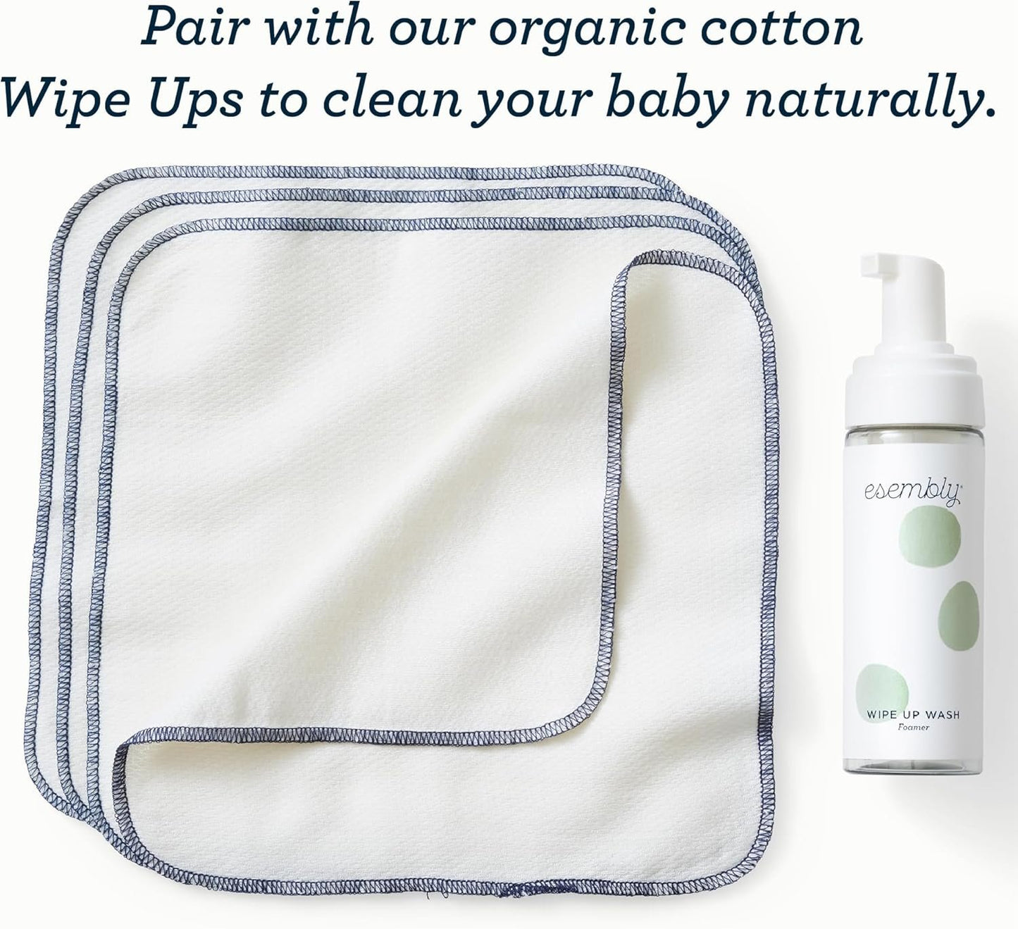 Esembly Wipe Up Wash Refill, Organic No-Rinse Foaming Wipes Solution, Natural Baby Wipe Solution for Reusable Wipes, Concentrate Refill Only, 8oz Bottle
