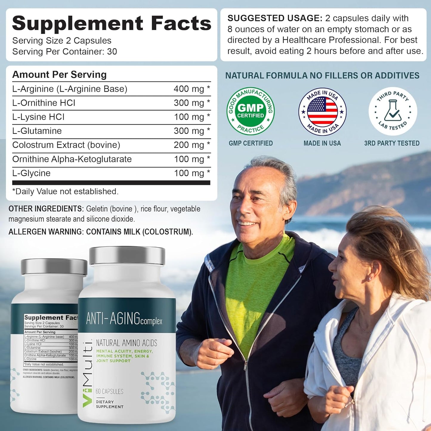 Vitmulti Ultimate Wellness Bundle: Anti-Aging Supplement Pills & Energy Supplements for Men and Women, Natural Amino Acids & B Complex Multi Blend with Acai for Energy, Immune Health, 60 Capsules Each