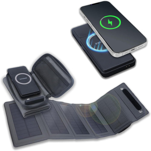 innowa 2-in-1 Solar Charger Power Bank, 9W High Efficiency Detachable Solar Panel, 10000mAh Portable Battery Pack, 15W Wireless, 20W PD, 18W QC3.0 Fast Charging, Dual USB for Hiking