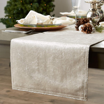 DII Velvet Collection Tabletop, Table Runner, 14x72, Cream